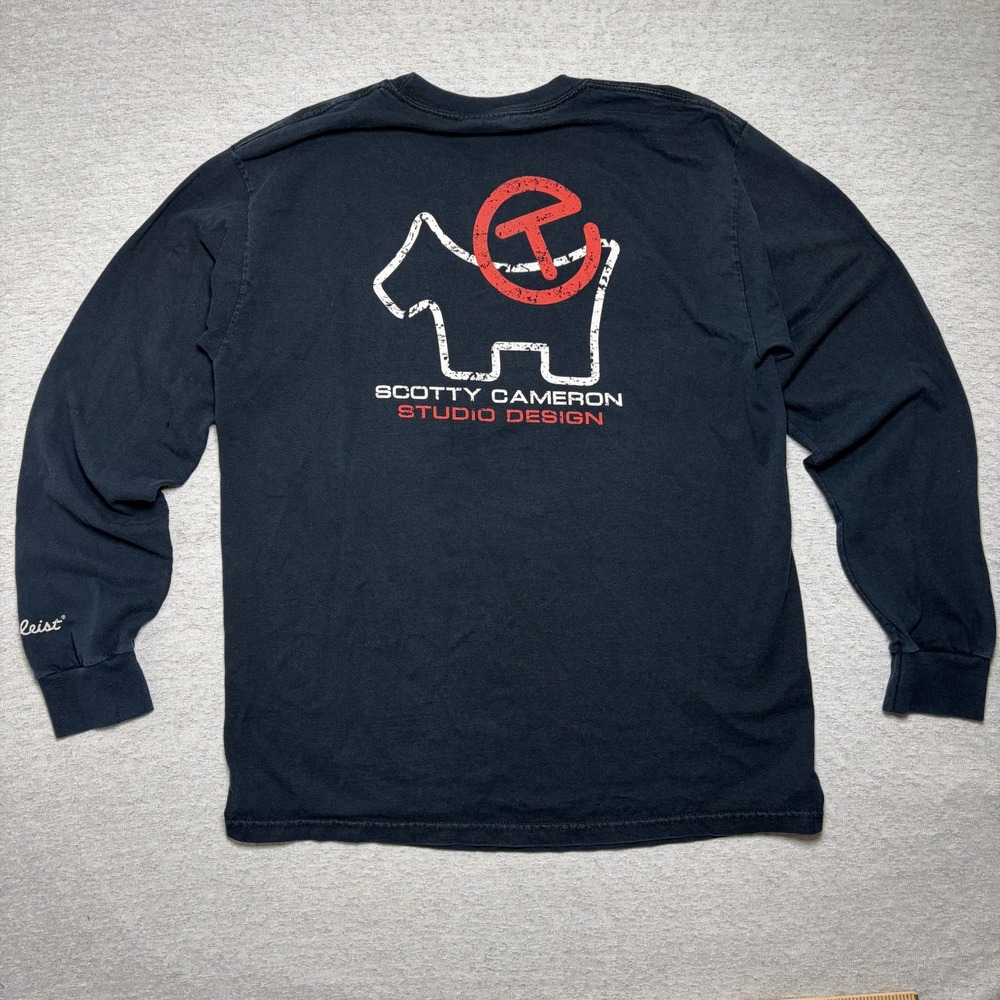 Vintage Scotty Cameron Men Long Sleeve Large Black Studio Design Scotty Dog Golf
